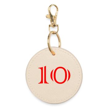 10. 10 JAHRE. 10-JÄHRIGES JUBILÄUM. 10-JÄHRIGES JUBILÄUM. - Runder Schlüsselanhänger - Auster - Vorne