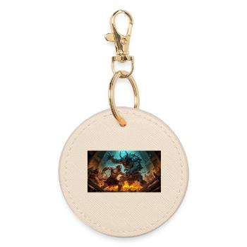 Beowulf Battles the Monster Grendel at Night - Round Keyring - oyster - Front