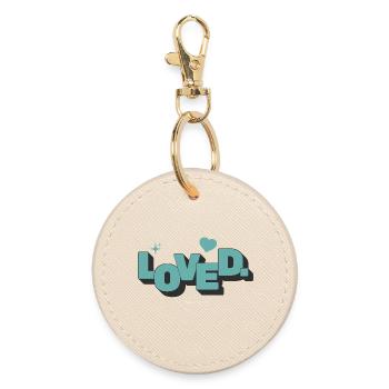 Loved 1 John 4:16 Christian Faith - Round Keyring - oyster - Front