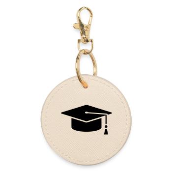 Graduation Cap Graduate Logo - Round Keyring - oyster - Front