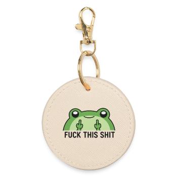 Naughty Frog FingerPosturing Fuck this shit - Round Keyring - oyster - Front
