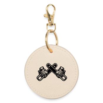Crossed Chainsaws - Round Keyring - oyster - Front