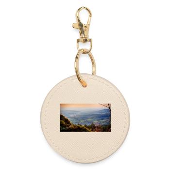 Evening panorama mountain landscape - Round Keyring - oyster - Front