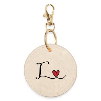 Monogramme de la lettre T avec cœur - Porte-clés rond - huître - Devant