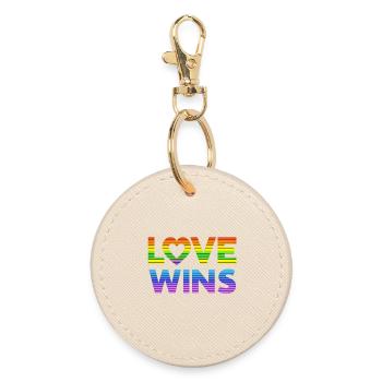 Love Wins Pride Rainbow  - Round Keyring - oyster - Front