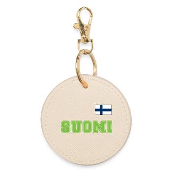 FINNLAND - SUOMI Trikot Look - Flagge auf Brust - Runder Schlüsselanhänger - Auster - Vorne
