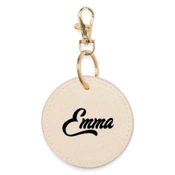 Emma Name - Round Keyring - oyster - Front
