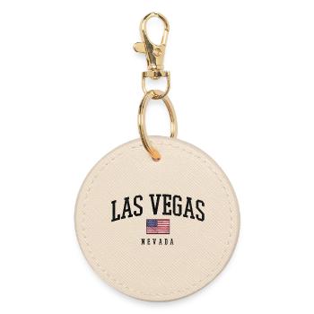 Las Vegas Nevada Vintage Flagdesign - Runder Schlüsselanhänger - Auster - Vorne