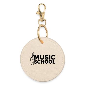 Musikschule Symbol Notenschlüssel Noten Musiker - Runder Schlüsselanhänger - Auster - Vorne