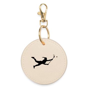Flooball Girl Vector Graphics - Round Keyring - oyster - Front