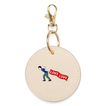 MEN PULL LOVE Banner - Round Keyring - oyster - Front