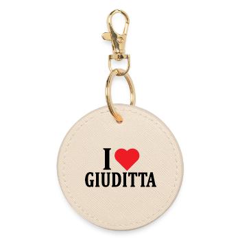 t-shirt I love Giuditta t-shirt gift idea - Round Keyring - oyster - Front