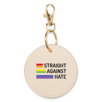 Pride Month - Straight Against Hate - Round Keyring - oyster - Front