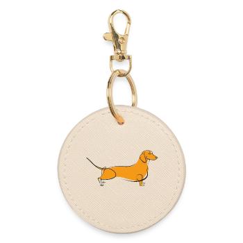 Yellow Doxie - Round Keyring - oyster - Front