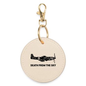 Vintage Fighter Plane (Black) - Round Keyring - oyster - Front