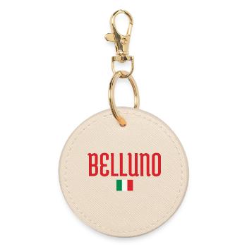 Belluno Italien Flagge - Künstlerisches Typografie-Design - Runder Schlüsselanhänger - Auster - Vorne
