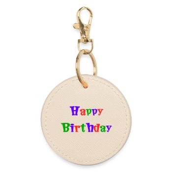 ANNIVERSARY. HAPPY BIRTHDAY. HAPPY BIRTHDAY. - Round Keyring - oyster - Front