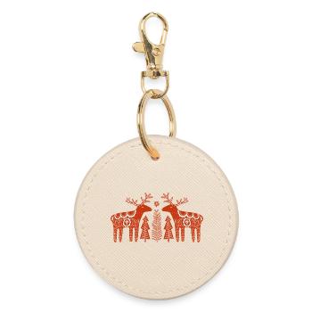 Zwillingsrentier-Weihnachtsvolk - Runder Schlüsselanhänger - Auster - Vorne