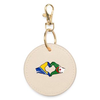 Bosnien Algerien Flagge Hände Herzform used - Runder Schlüsselanhänger - Auster - Vorne