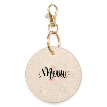 "Meow" Cat's Paw Design - Round Keyring - oyster - Front