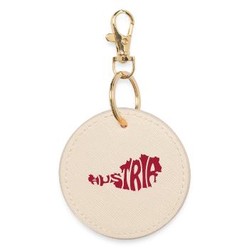 Austria Map Artistic Typography Design - Round Keyring - oyster - Front