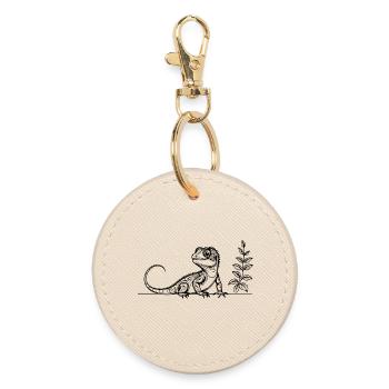 Lizards Line Art – World Lizards Day Design - Round Keyring - oyster - Front