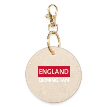 England Birmingham Stadtbild Illustration - Runder Schlüsselanhänger - Auster - Vorne