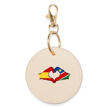 Spanien Namibia Flagge Hände Herzform - Runder Schlüsselanhänger - Auster - Vorne