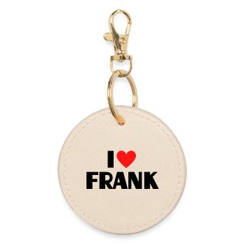 I love Frank Red Heart Love Fan Gift - Round Keyring - oyster - Front