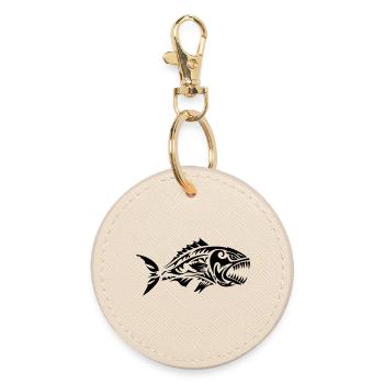 Fish Tribal Piranha - Round Keyring - oyster - Front