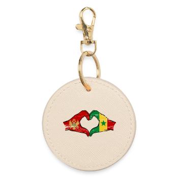 Montenegro Senegal Flag Hands Heart Shape - Round Keyring - oyster - Front