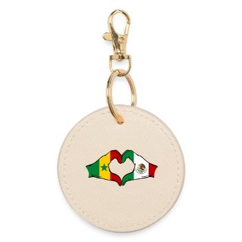 Senegal Mexiko Flagge Hände Herzform - Runder Schlüsselanhänger - Auster - Vorne