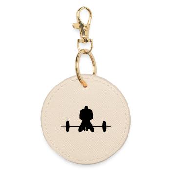 Weightlifting Barbell Fitness Gift - Round Keyring - oyster - Front