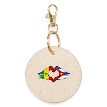 Sénégal Cuba Drapeau Mains Coeur Forme - Porte-clés rond - huître - Devant