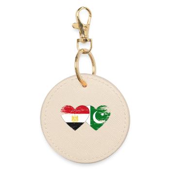 Egypt Pakistan Flag Heart Used - Round Keyring - oyster - Front