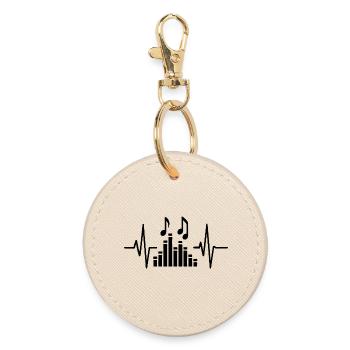 Music Heartbeat, Line Art Design für Musiker - Runder Schlüsselanhänger - Auster - Vorne