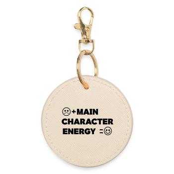 Main_Character_Energy_Positive_ _smile - Round Keyring - oyster - Front