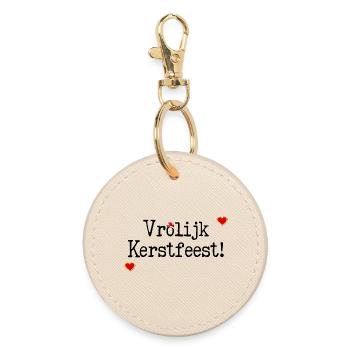 Merry Christmas Wishes - Round Keyring - oyster - Front