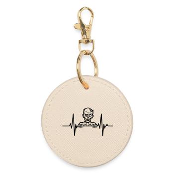 Zombie Heartbeat – Horror ECG - Round Keyring - oyster - Front