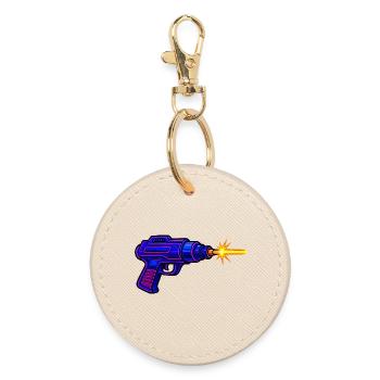 Laser Gun Weapon - Round Keyring - oyster - Front