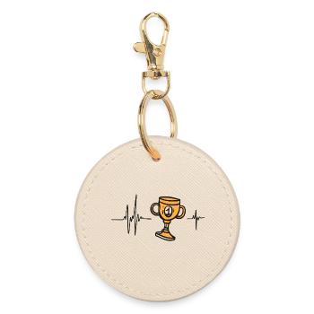 Trophy Winner Champion Sport Competition Heart - Round Keyring - oyster - Front