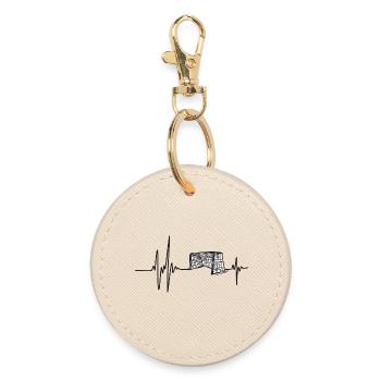 Goal Cage Sport Football Hockey Rhythm Heart - Round Keyring - oyster - Front