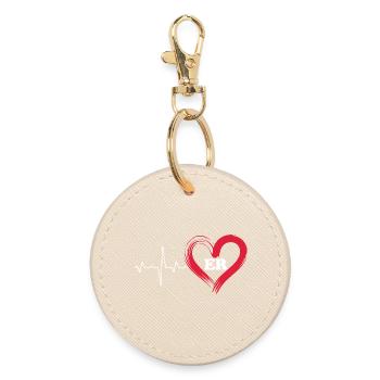 Emergency Room Heartbeat Design - Round Keyring - oyster - Front