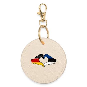 Germany Estonia Flag Heart used - Round Keyring - oyster - Front