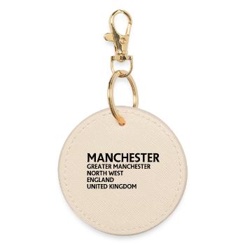 Manchester – England Lyric Design - Runder Schlüsselanhänger - Auster - Vorne
