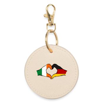 Ireland Germany Flag Hands Heart Shape Used - Round Keyring - oyster - Front