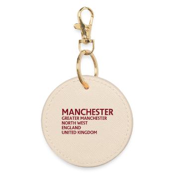 Typographie du nom de Manchester - Porte-clés rond - huître - Devant