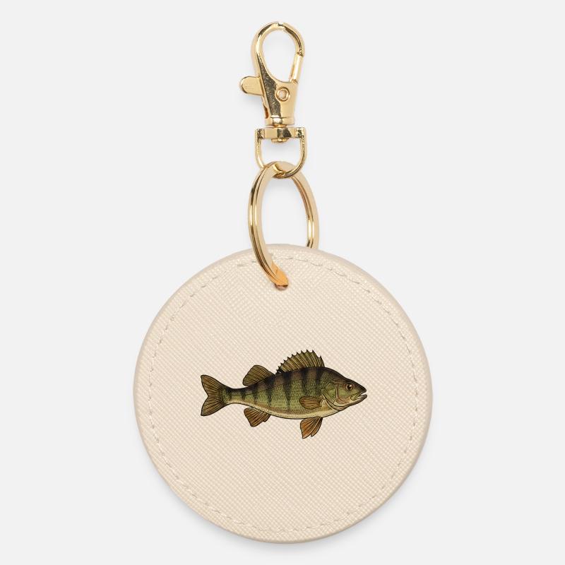 Realistic Perch Fish Vector - Round Keyring - oyster