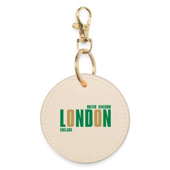 London – England Lyric Design - Round Keyring - oyster - Front