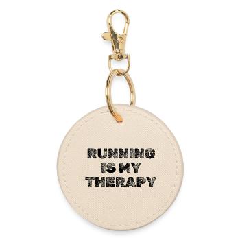 Running Is My Therapy – Joggen & Laufen Motivation - Runder Schlüsselanhänger - Auster - Vorne